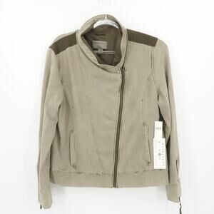 Marrakech Jacket Womens XL Taupe Moto Utility Style Full Zip Stretch Pockets New